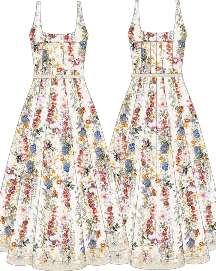 Aqua Blu | Flores Vera Midi Dress