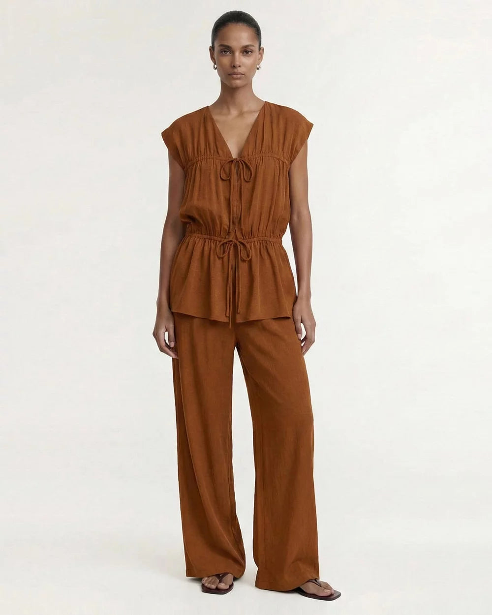 Staple the Label | Solene Tie Front Top