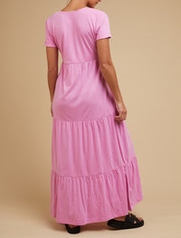 Silent Theory Lola Tiered Dress | Bright Pink