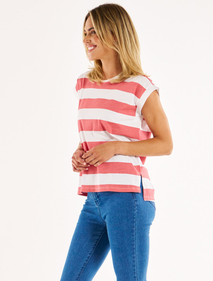 Betty Basics Michaela Top | Dusty Rose Stripe