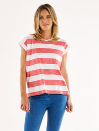 Betty Basics Michaela Top | Dusty Rose Stripe