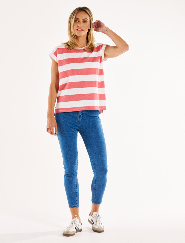 Betty Basics Michaela Top | Dusty Rose Stripe