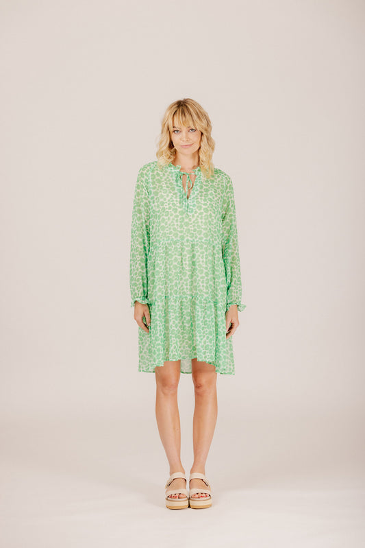Mi Moso Stella Dress | Green Animal Print