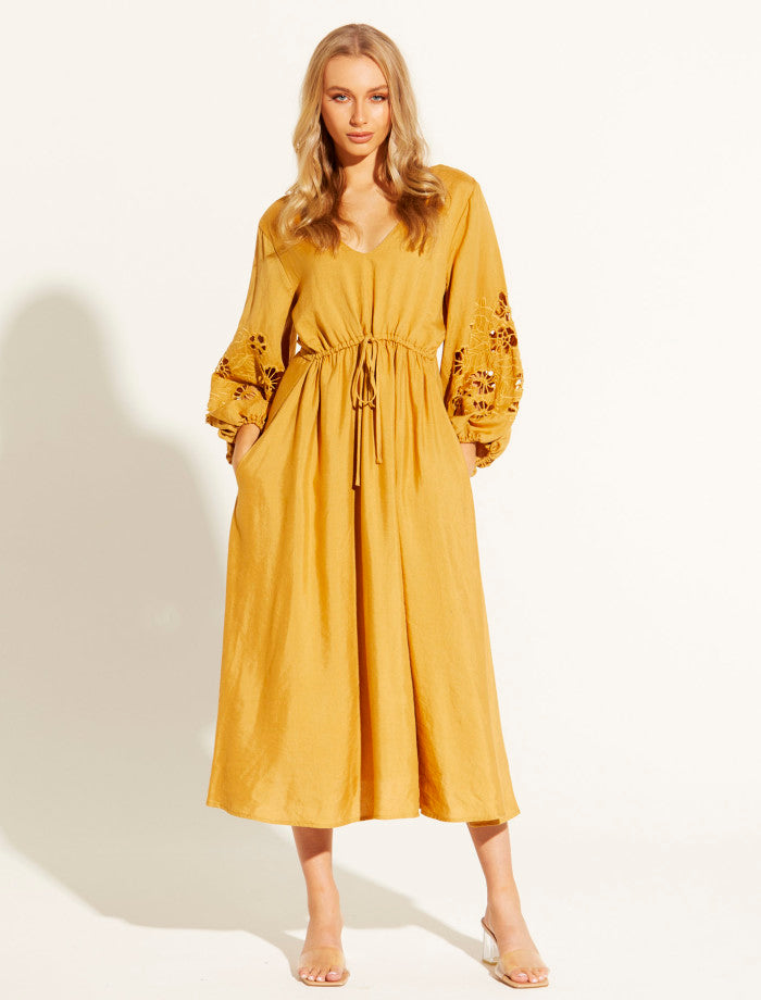 Fate + Becker Our Love Embroidered Dress  | Tobacco