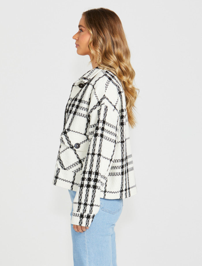 Sass Shira Shacket | Cream Black Check