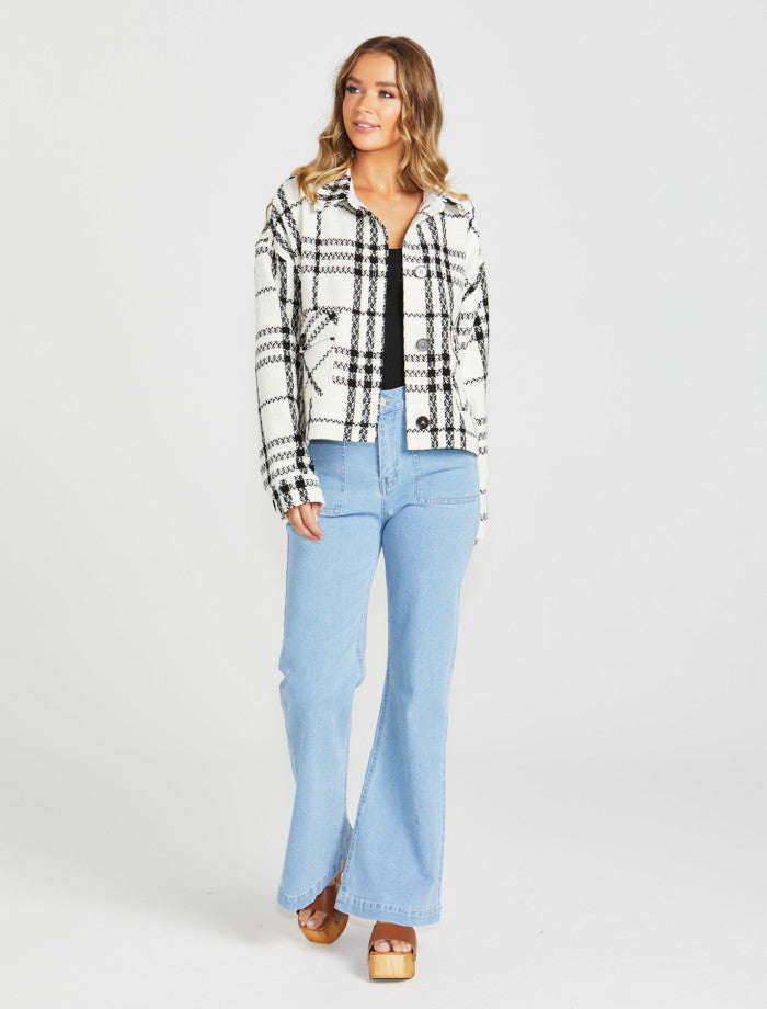 Sass Shira Shacket | Cream Black Check