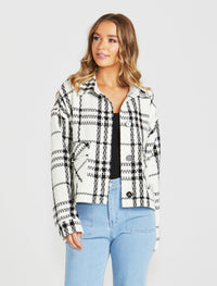 Sass Shira Shacket | Cream Black Check