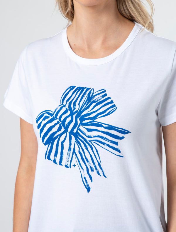 Stella + Gemma T Shirt | White Bowtiful Blue