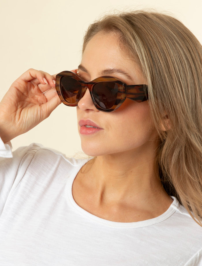 Stella + Gemma Thea Sunglasses | Zebra Brown