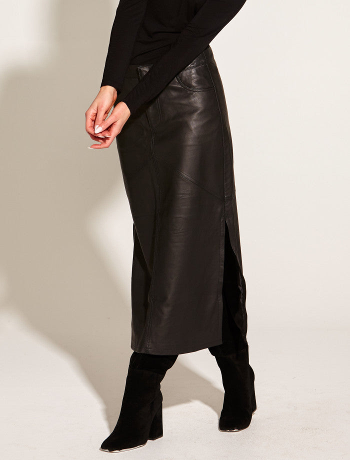 Fate + Becker Underground Leather Skirt | Black