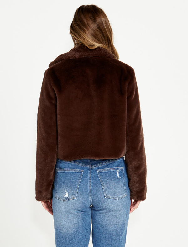 Sass Xanthe Cropped Fur Jacket | Chocolate