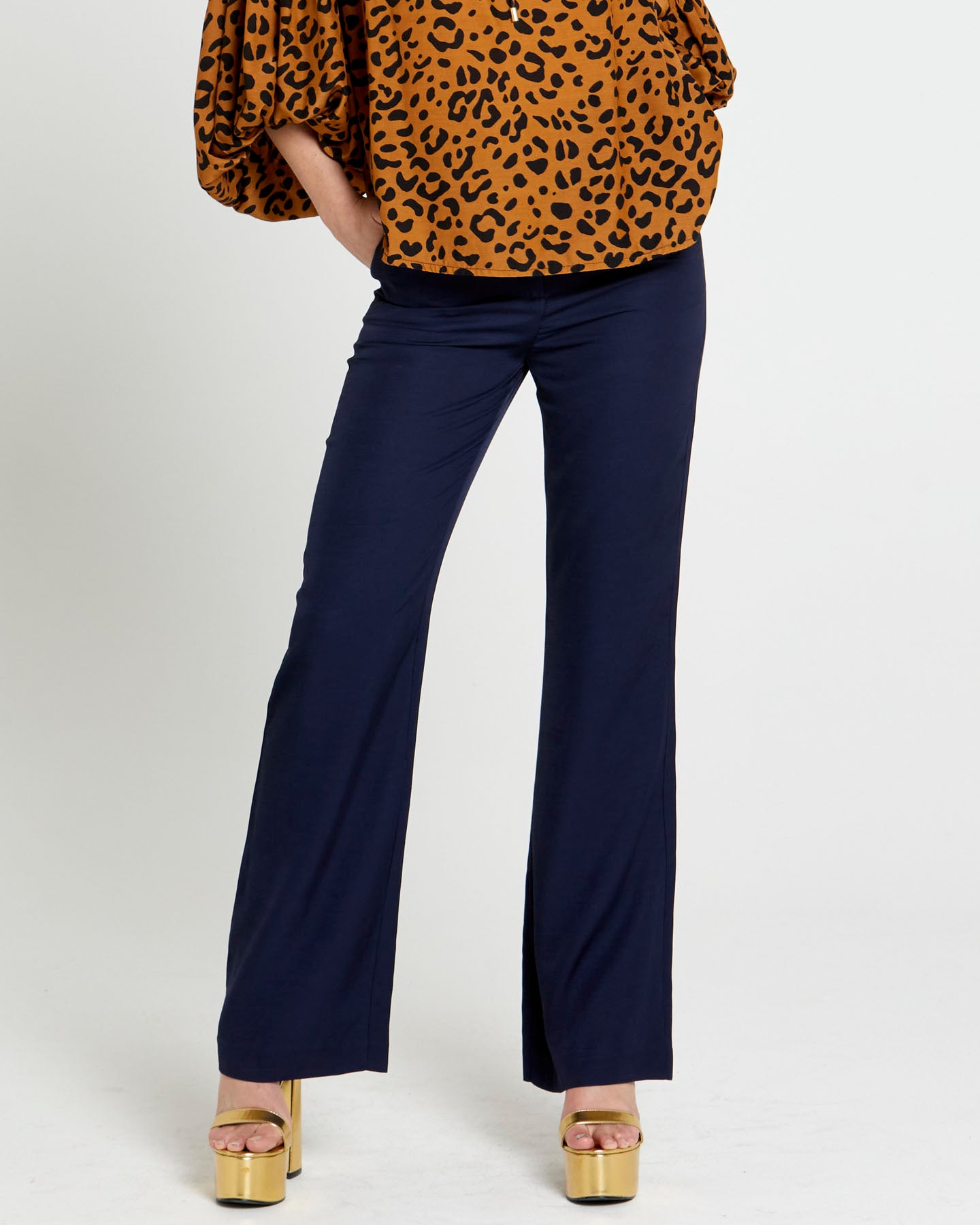 Fate + Becker Unguarded Flare High Waisted Pant | Navy