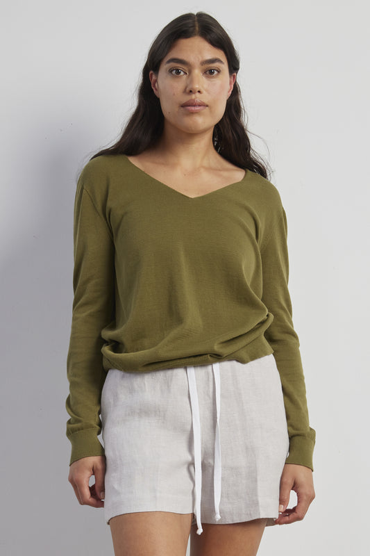 Standard Issue Cotton V Slouchy Sweater | Cactus