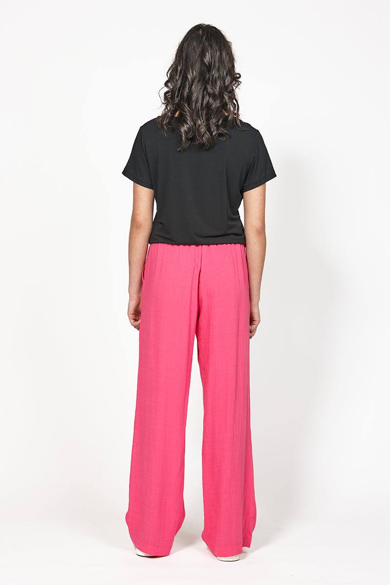 Buy Go Colors Women Dark Rose Cotton Mid Rise Kurti Pants - Pink Online