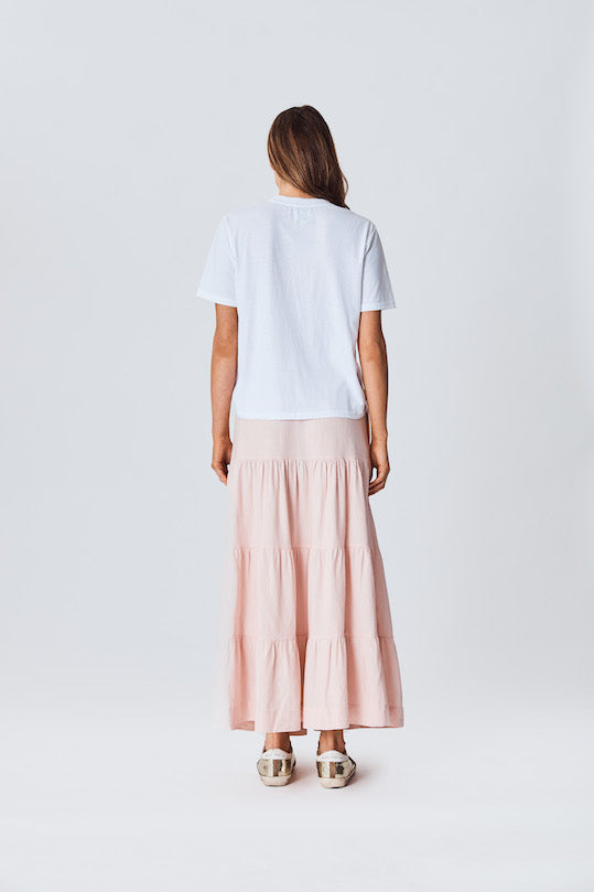We Are The Others Tiered Linen Maxi Skirt | Pink