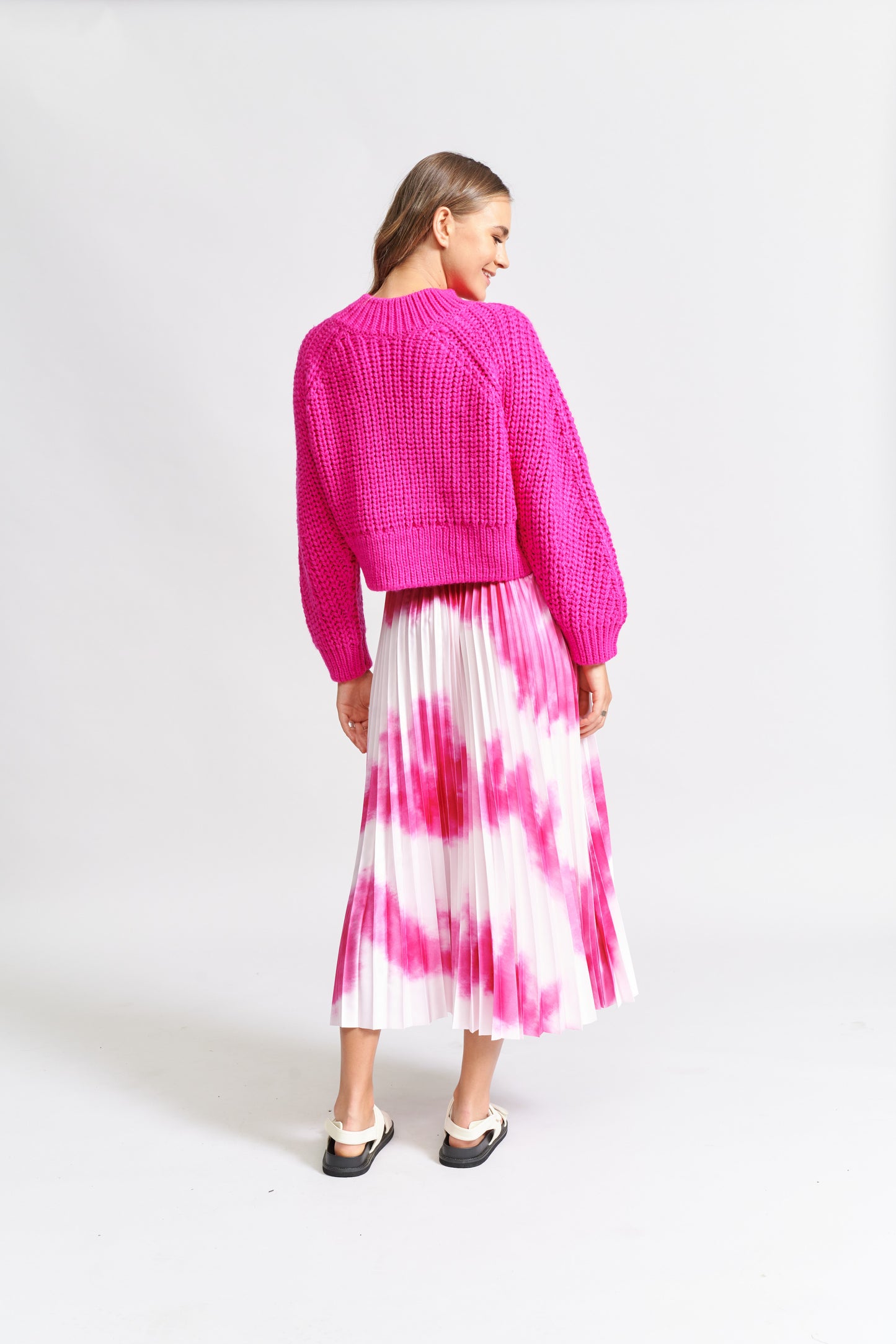 We Are The Others Sunray Pleat Skirt | Pink Tie Dye
