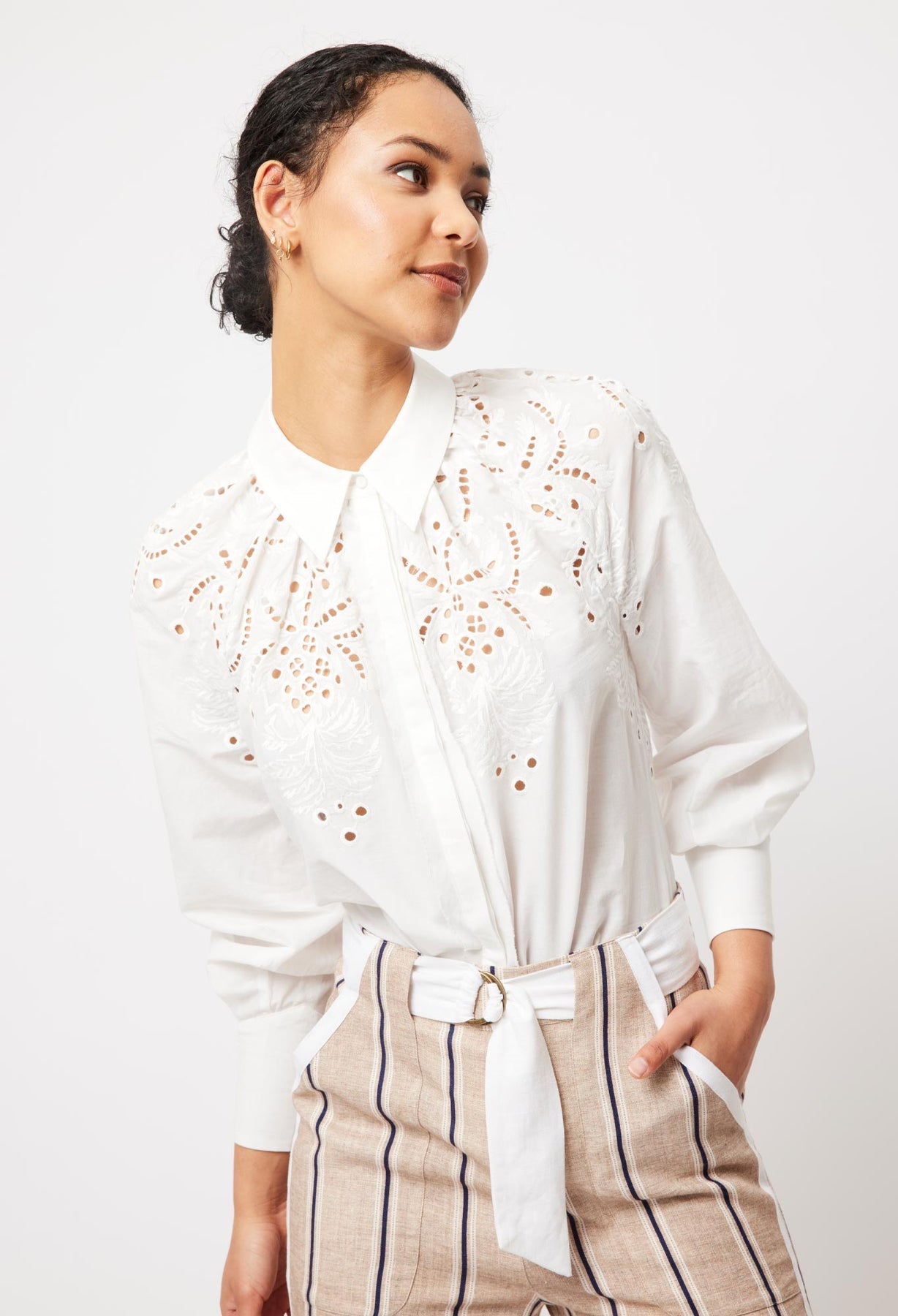 Once Was Oceane Embroidered Cotton Shirt | White