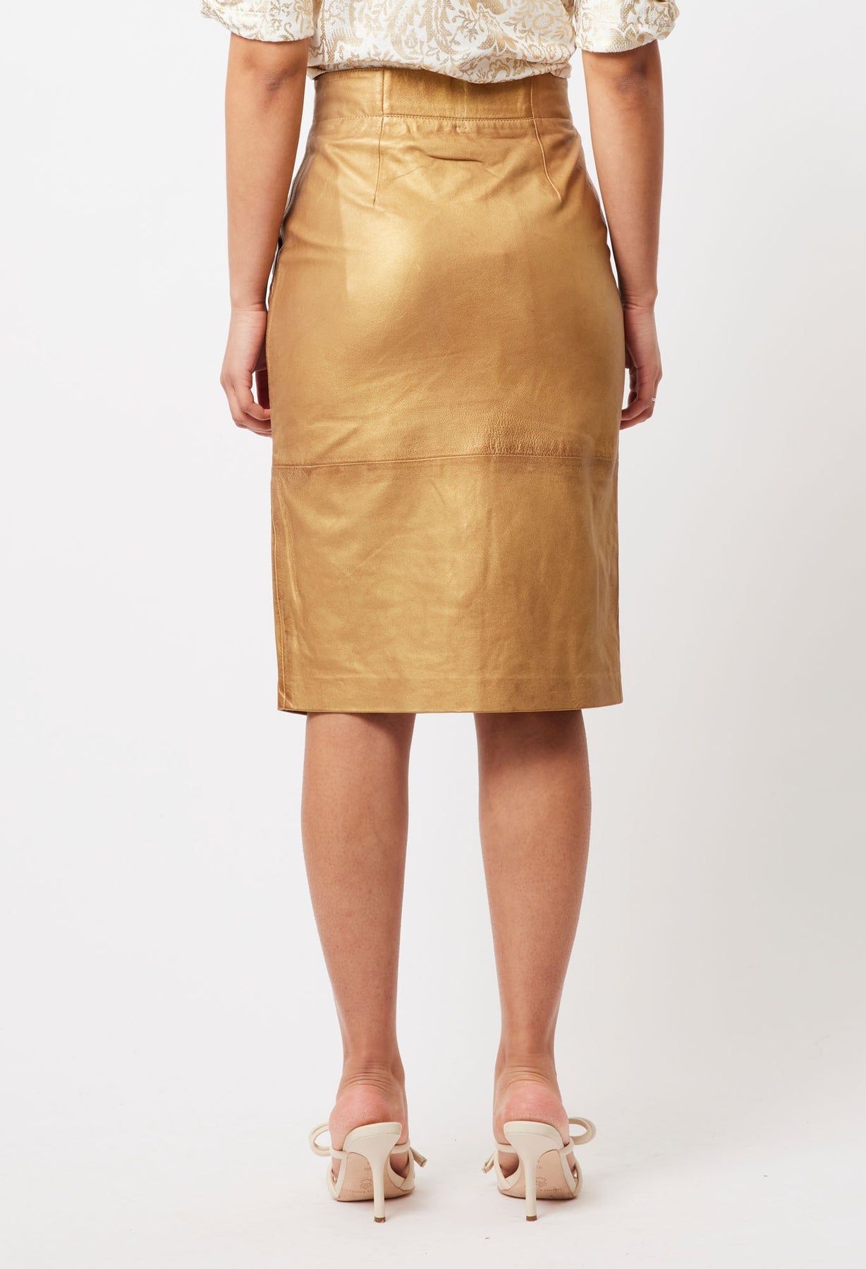 Once Was Maya Leather Skirt | Gold