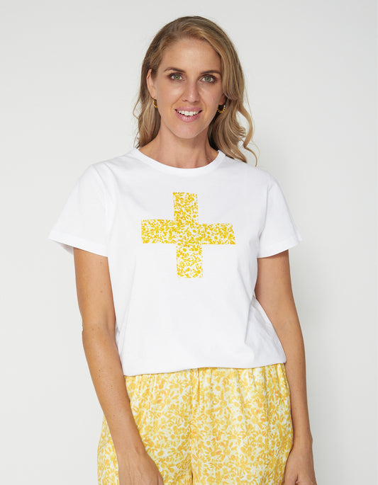 Stella + Gemma T-shirt | White Pressed Flowers
