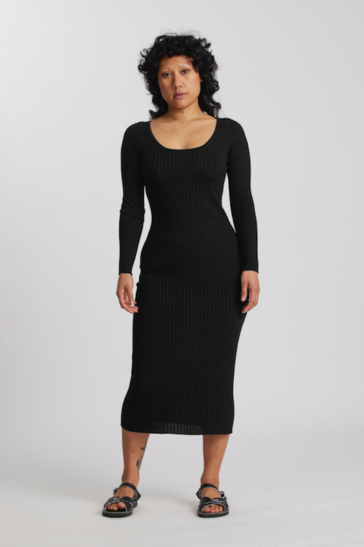 Standard Issue Merino Scoop Neck Dress | Black