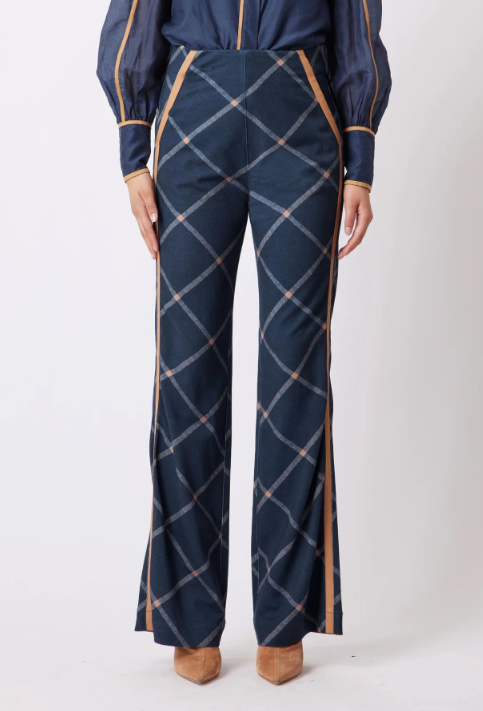 Once Was Getty Flared Pant | Navy Check