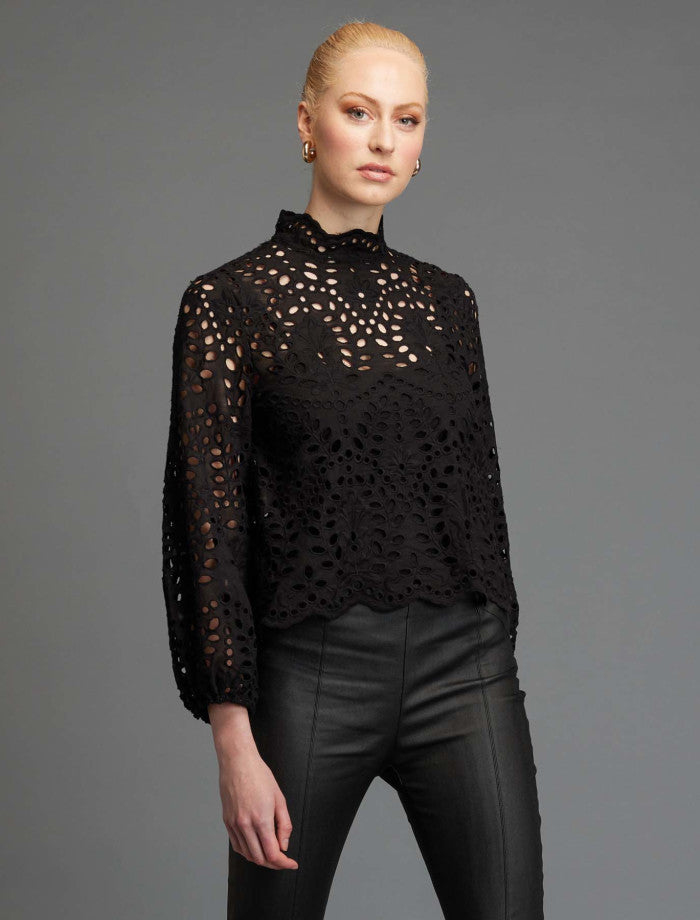 Fate + Becker Hopelessly Devoted Lace Cutout Top | Black
