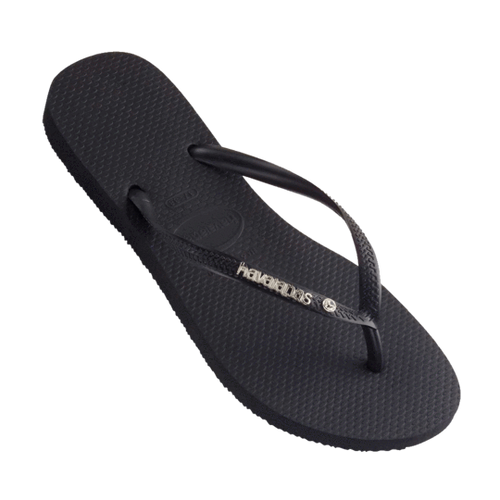 Havaianas Slim Crystal Jandal | Black w Metal Logo