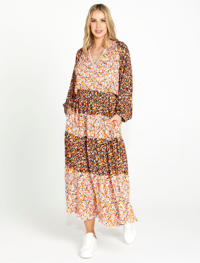 Sass Jemma Tiered Maxi | Multi Ditsy | Robe Boutique | Free NZ Shipping
