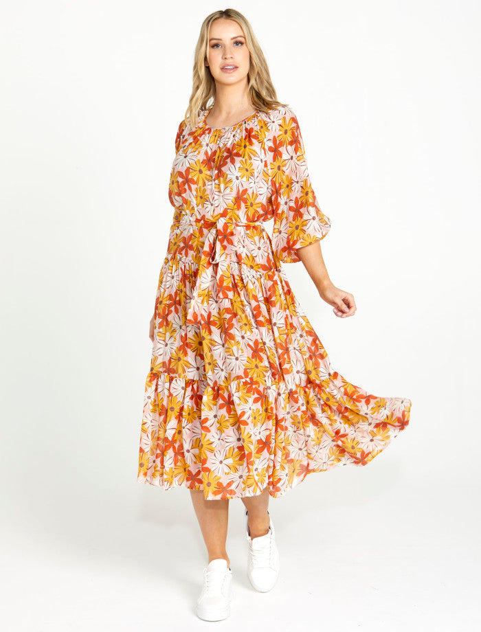 Sass Lilibet Dropped Waist Midi | Country Floral